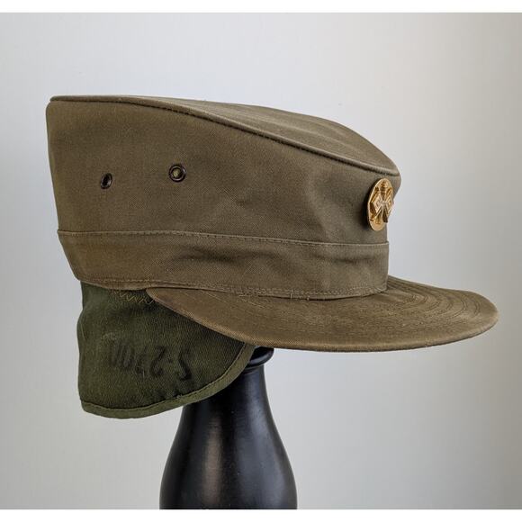U.S. Army WWII Louisville Spring Up Cap w/ Earflaps + Signal Corp Pin Military - Picture 4 of 12